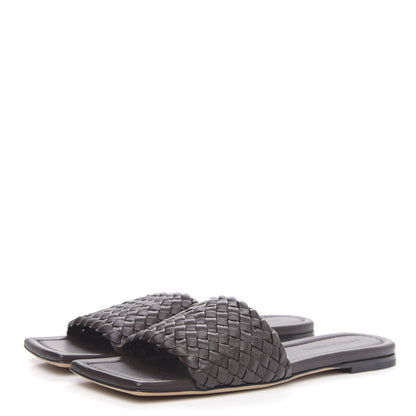 Bottega Veneta Nappa Intrecciato Squared Toe Flat Sandals 37 Espresso 3 of 9