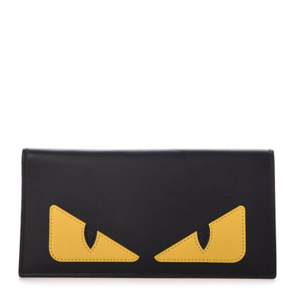 Fendi Vitello Century Monster Eyes Inlay Continental Wallet Black Giallo Rosso 1 of 9