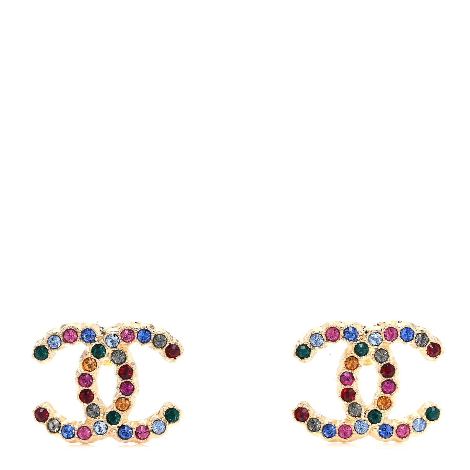 Chanel Crystal Over The Rainbow CC Earrings Gold Multicolor 1 of 4