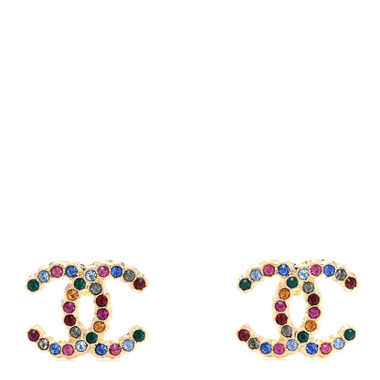 Chanel Crystal Over The Rainbow CC Earrings Gold Multicolor 1 of 4