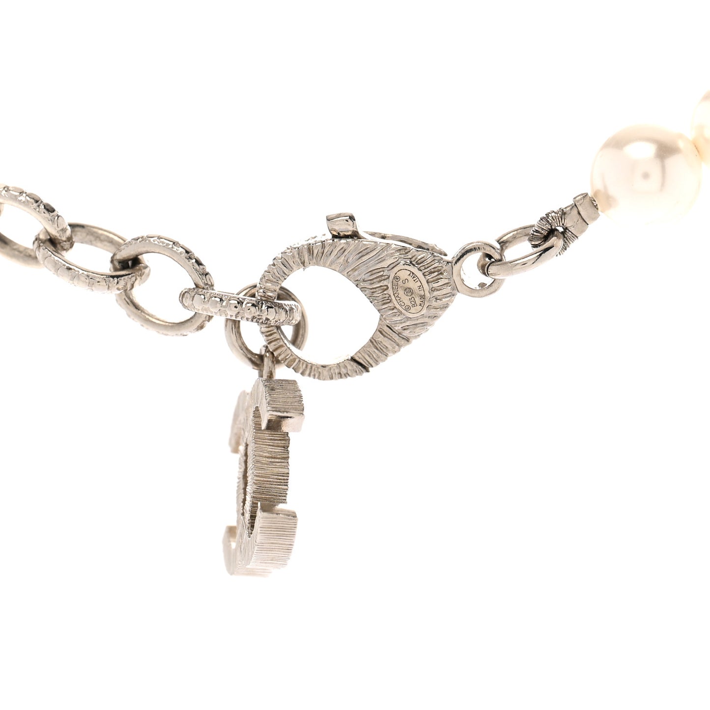 Pearl Crystal CC Choker Necklace Silver