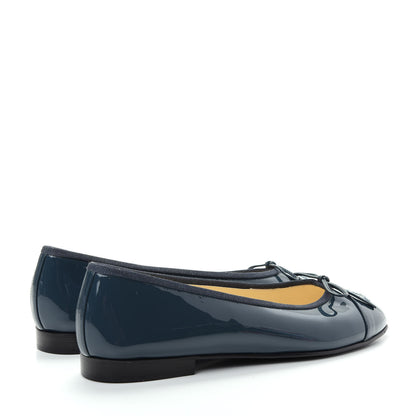 Chanel Patent CC Cap Toe Ballerina Flats 39 Navy 4 of 10