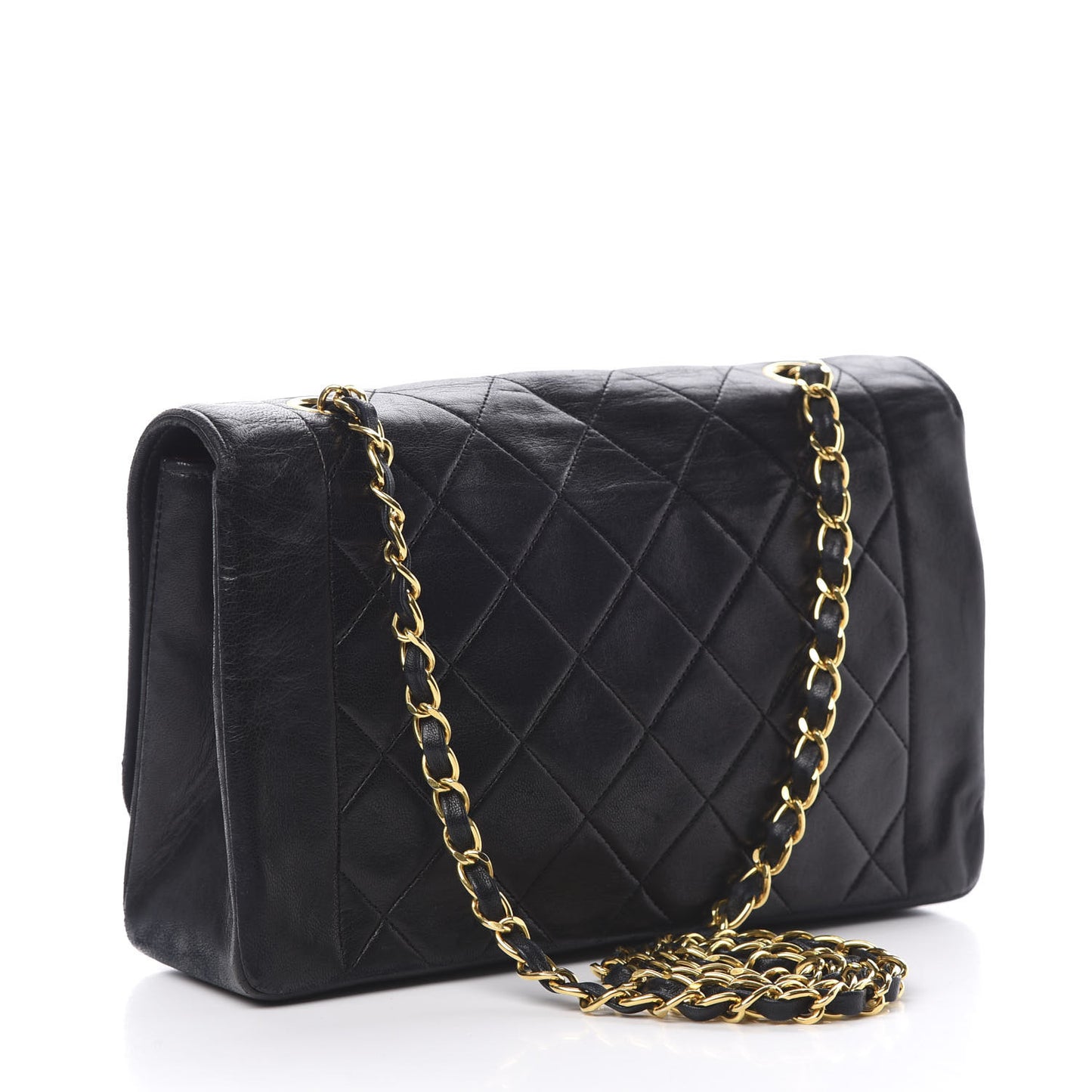 Lambskin Quilted Medium Single Flap Black