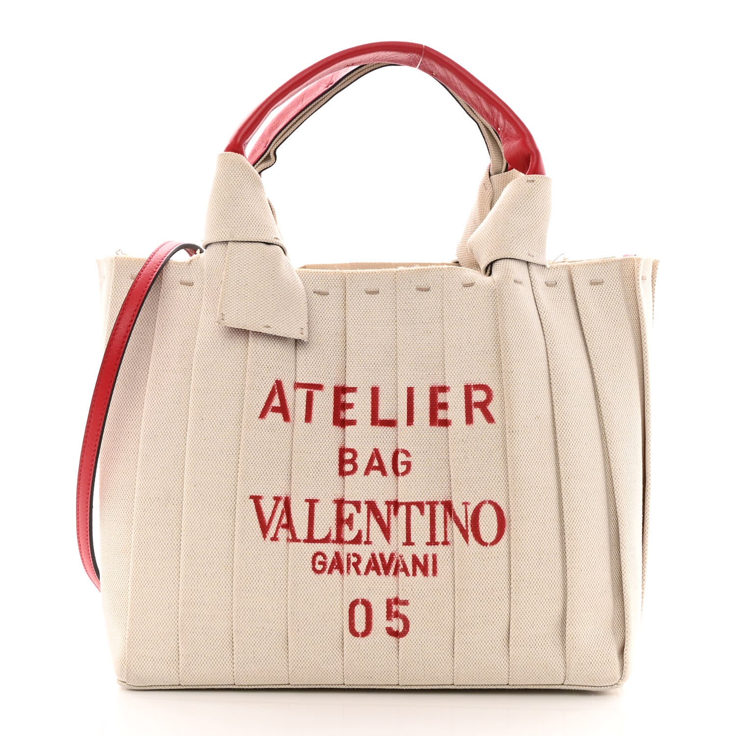 Valentino Garavani Canvas Atelier 05 Plisse Edition Medium Tote Bag Naturale 3 of 20