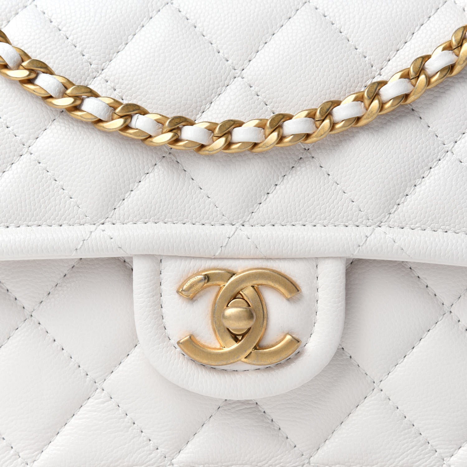 Chanel Caviar Quilted Medium Sweet Classic Flap White 10 of 10
