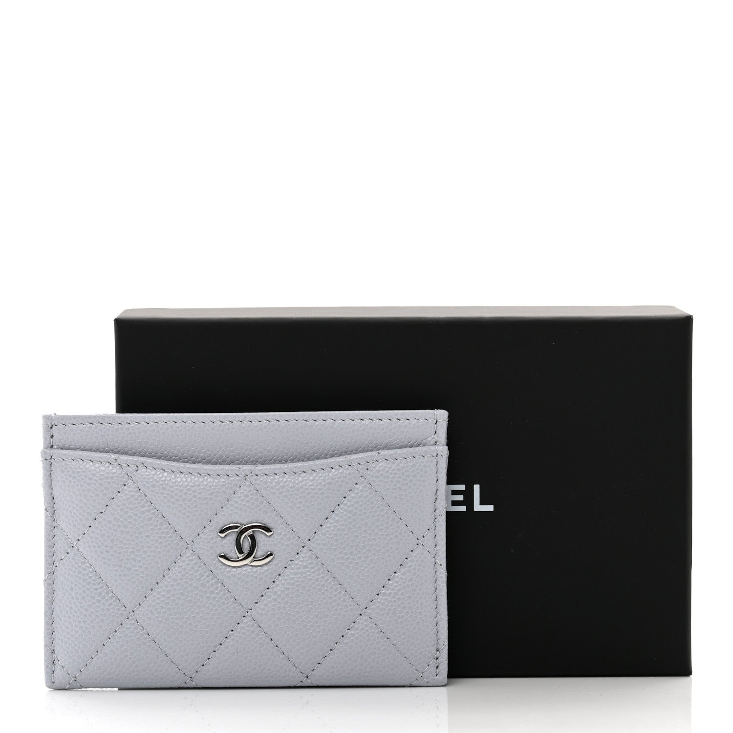 Chanel Caviar Quilted Card Holder Light Grey 8 of 8