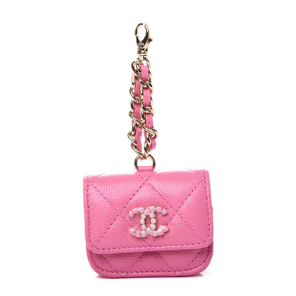 Chanel Caviar Quilted Crystal CC Airpods Pro Case Pink 1 of 7