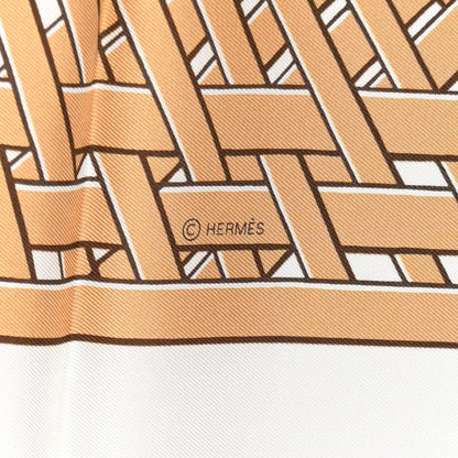 Hermes Silk Masan & Masan Scarf 90 White Beige Gris 3 of 4
