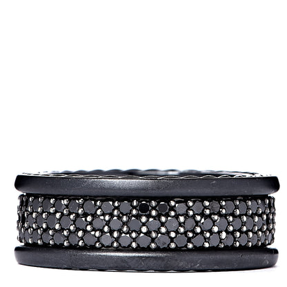 David Yurman Titanium Black Diamond Streamline Three-Row Band Ring 62 10 1 of 7