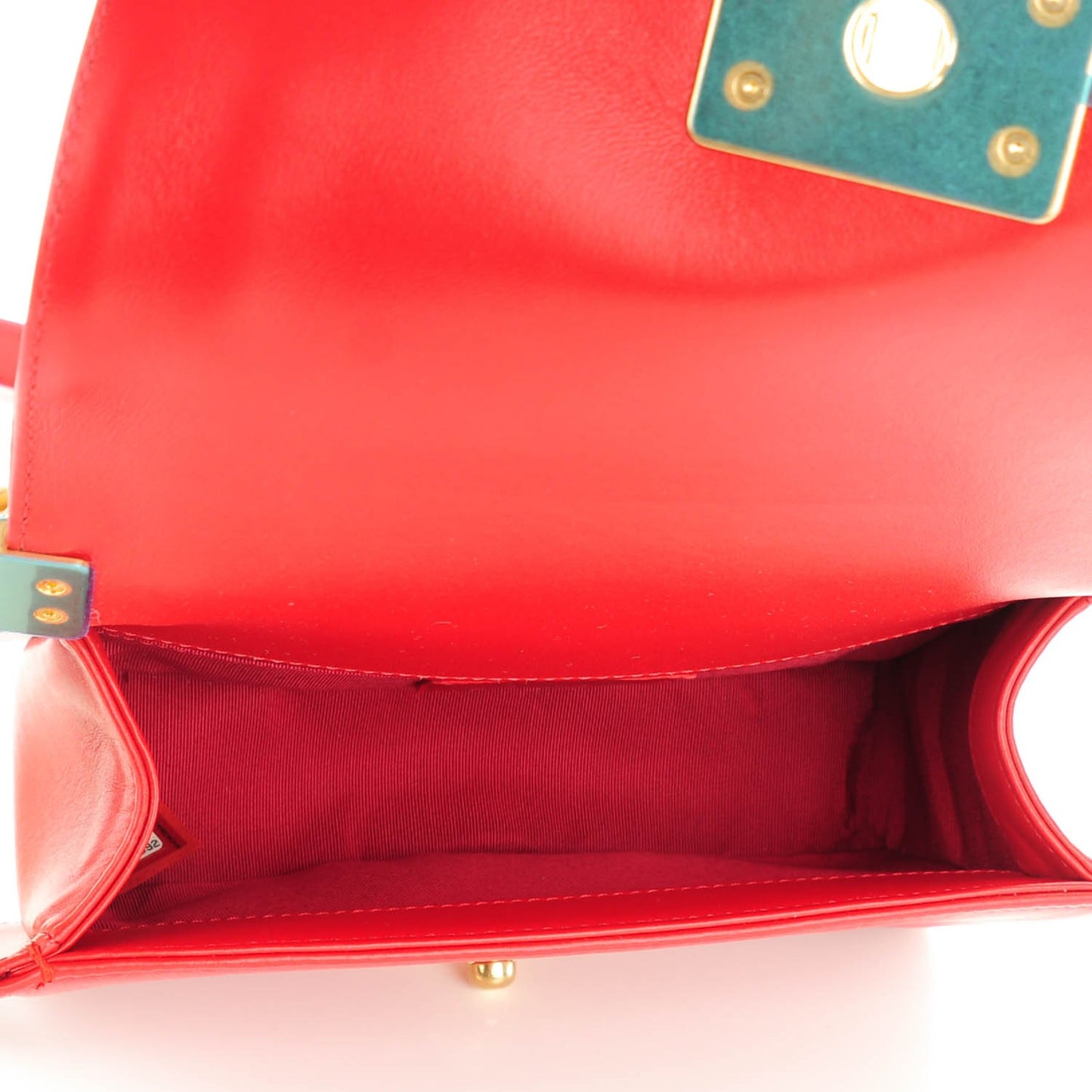 Lambskin Quilted Small Boy Flap Red