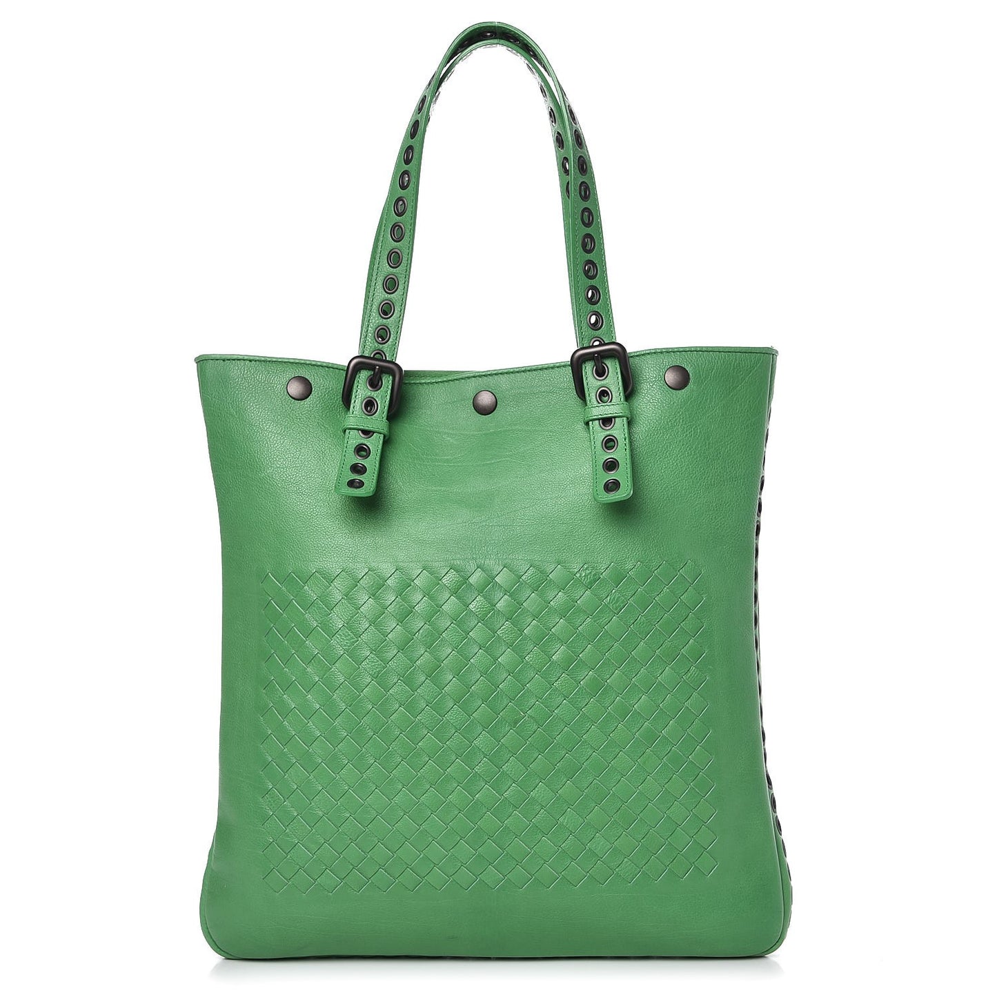 Calfskin Intrecciato Flat Tote Green