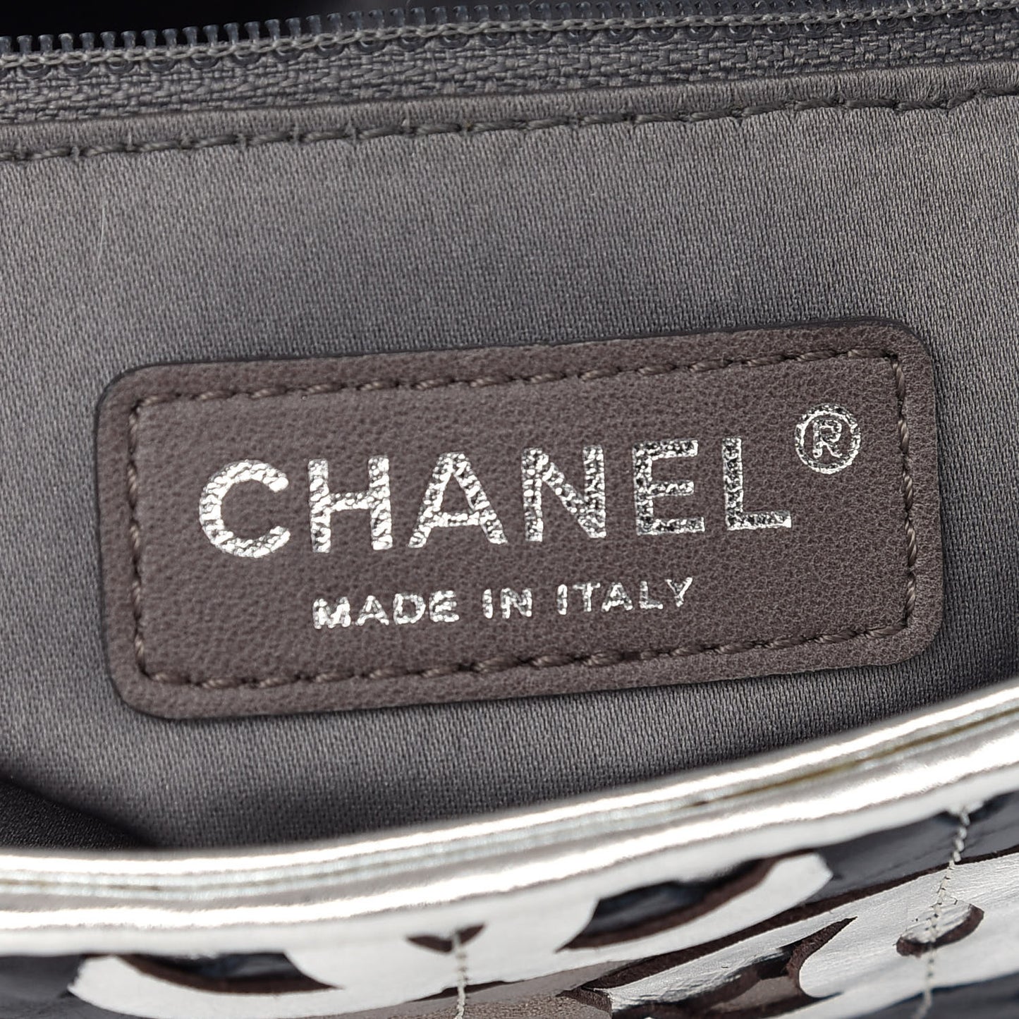 Metallic Crackled Calfskin Medium CC Mix Flap Silver Gold