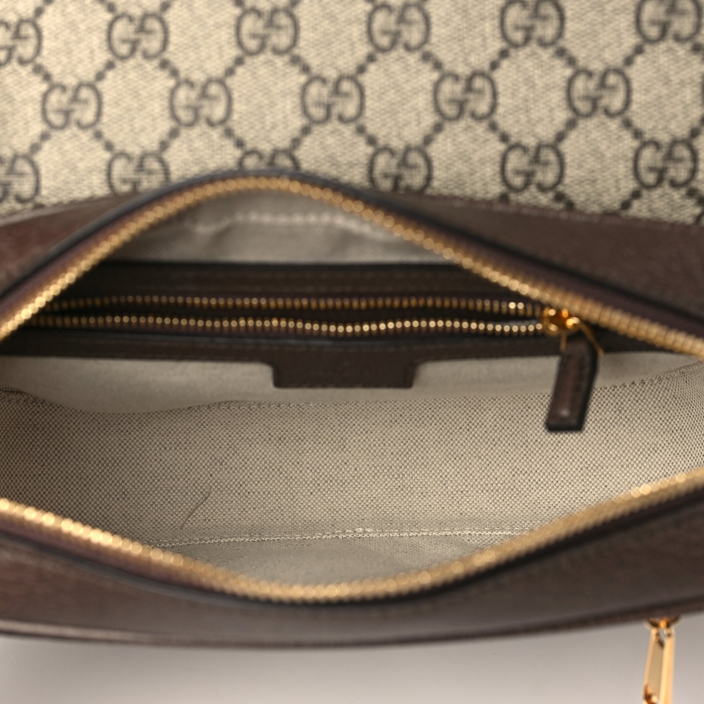 GG Supreme Monogram Textured Dollar Calfskin Web Studded Mini Ophidia Flap Shoulder Bag Beige Ebony New Acero