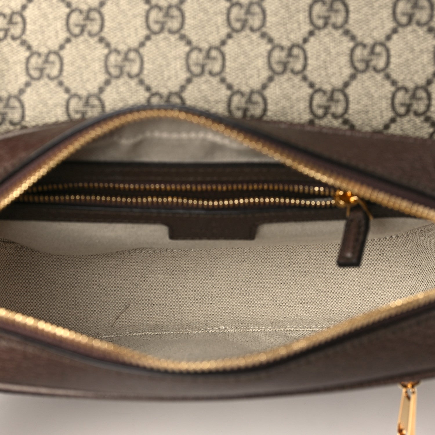 Gucci GG Supreme Monogram Textured Dollar Calfskin Web Studded Mini Ophidia Flap Shoulder Bag Beige Ebony New Acero 4 of 8