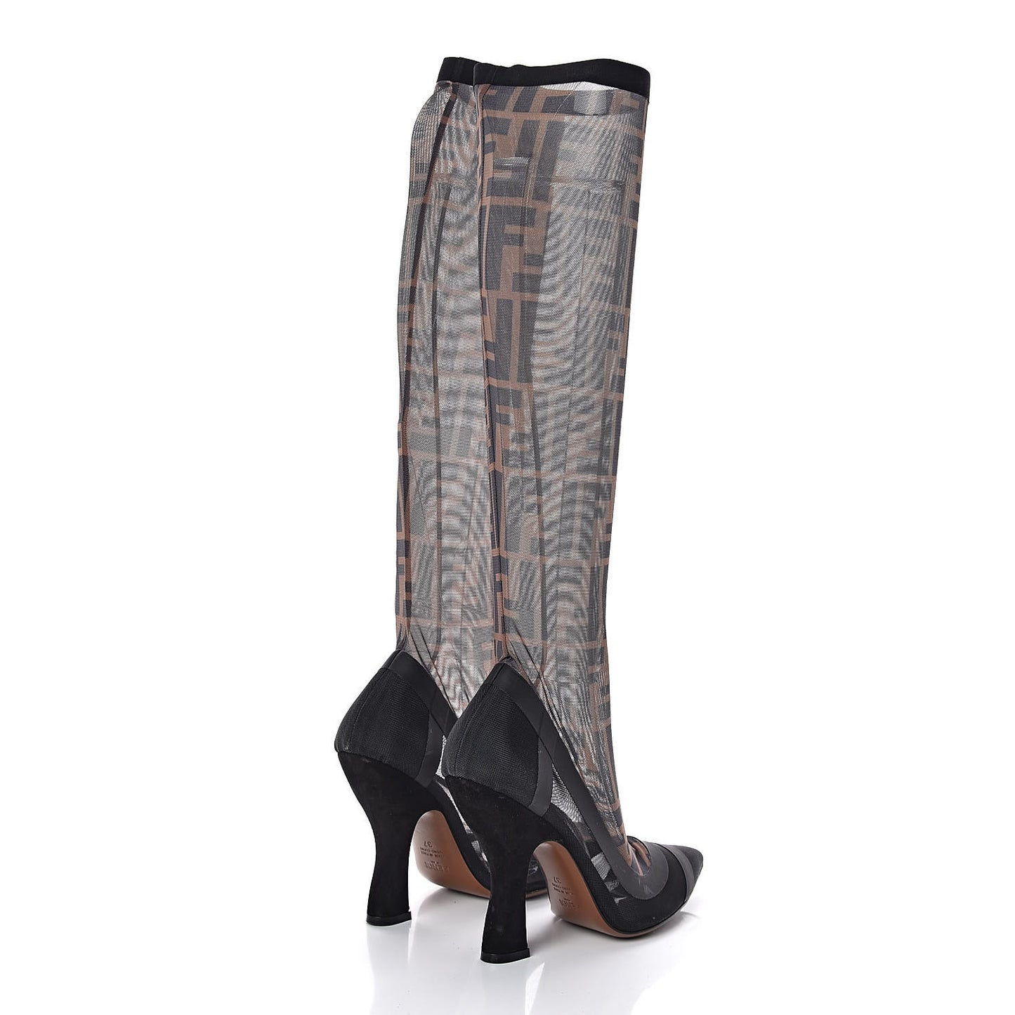 Technical Mesh FF Colibri High Heel Knee High Boots 37 Black Tobacco
