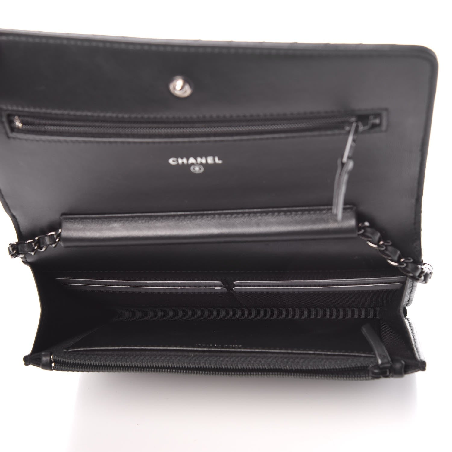 Chanel Lambskin Chevron Quilted Wallet On Chain WOC So Black 5 of 9