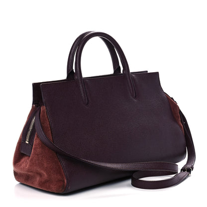 Saint Laurent Grained Calfskin Suede Small Cabas Rive Gauche Amaranto 2 of 12