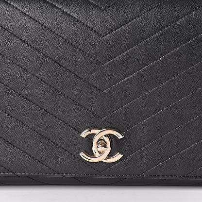 Chanel Grained Calfskin Chevron Stitched Medium Chic Top Handle Flap Black 10 of 10