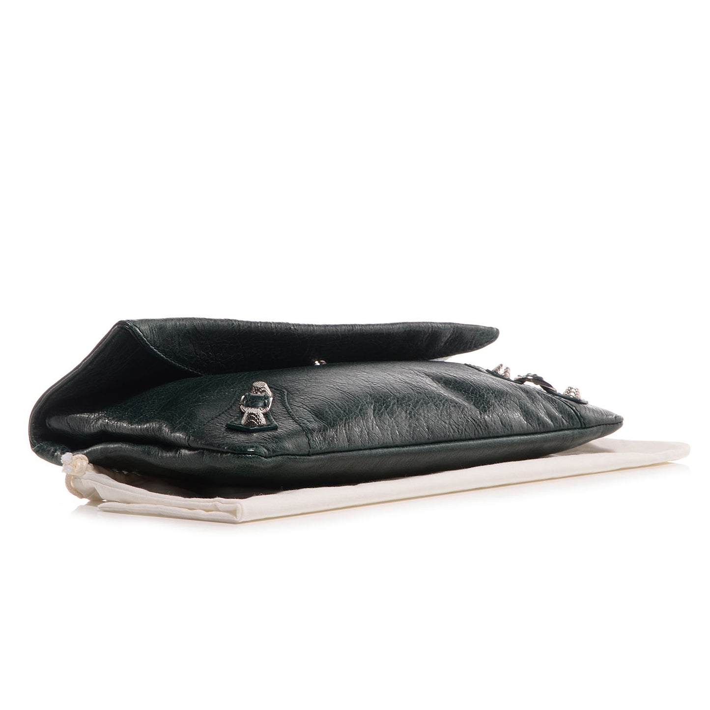 Agneau Giant 12 Silver Hardware Envelope Clutch Poker Fonce