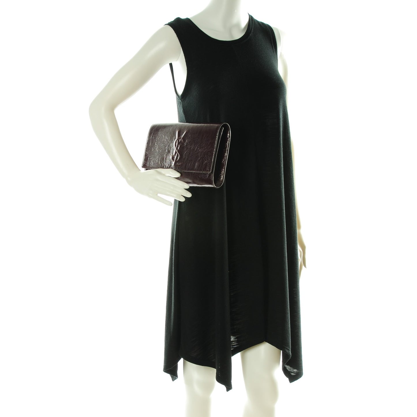 Textured Patent Calfskin Large Belle De Jour Clutch Bordeaux