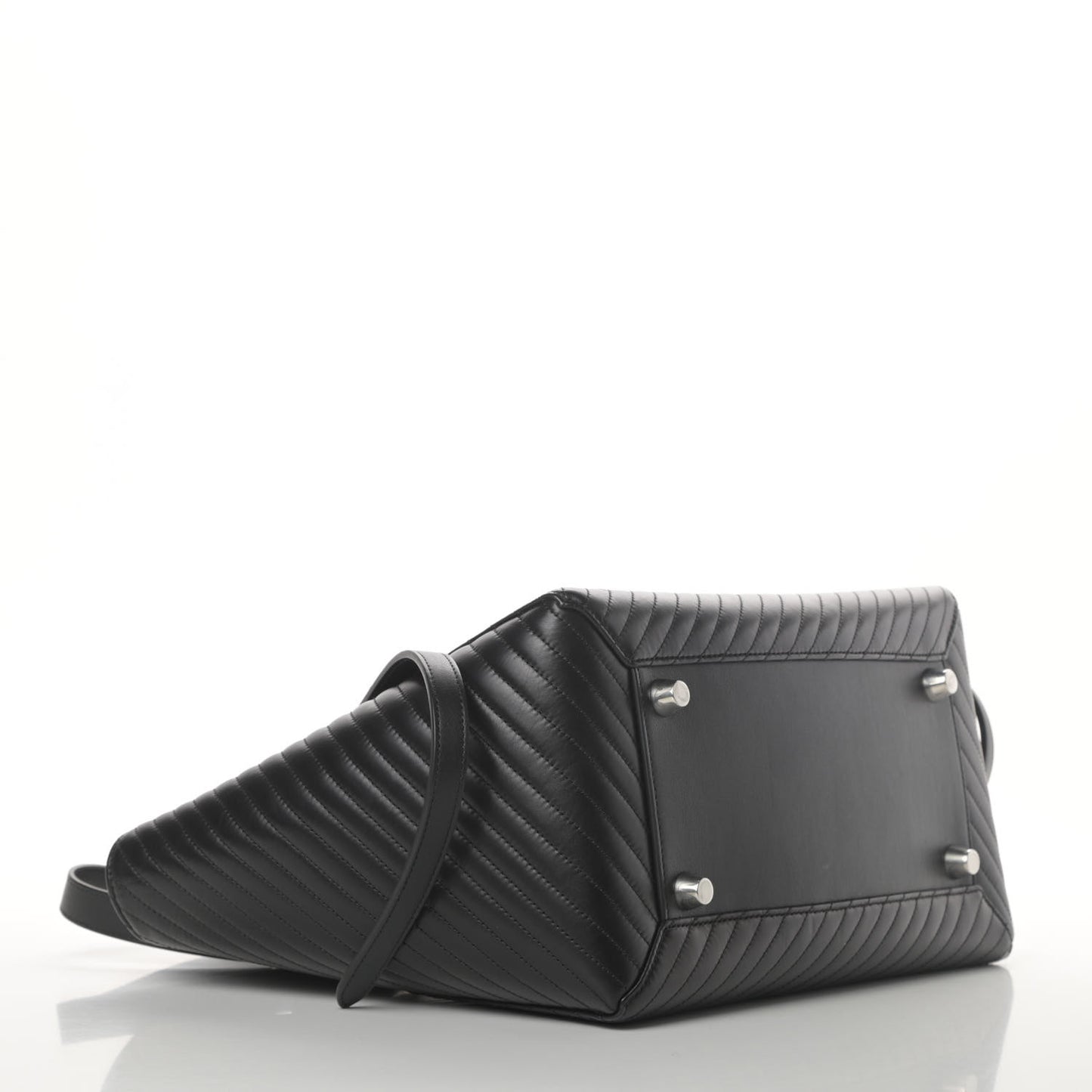 Calfskin Diagonal Quilted Mini Belt Bag Black