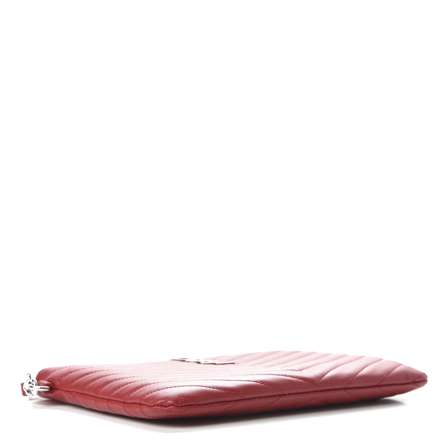 Calfskin Matelasse Chevron Monogram A5 Wristlet Red
