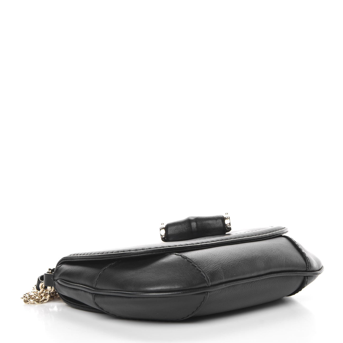 Calfskin Miss Bamboo Shoulder Bag Black