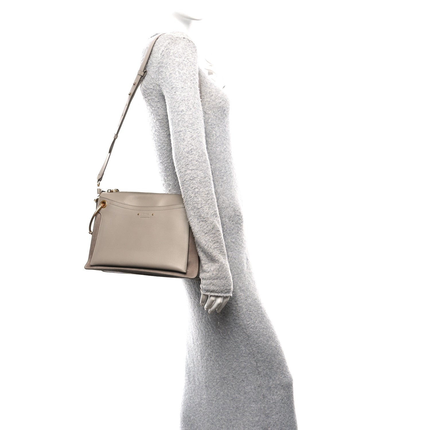 Chloe Calfskin Suede Medium Roy Bag Motty Grey 2 of 10