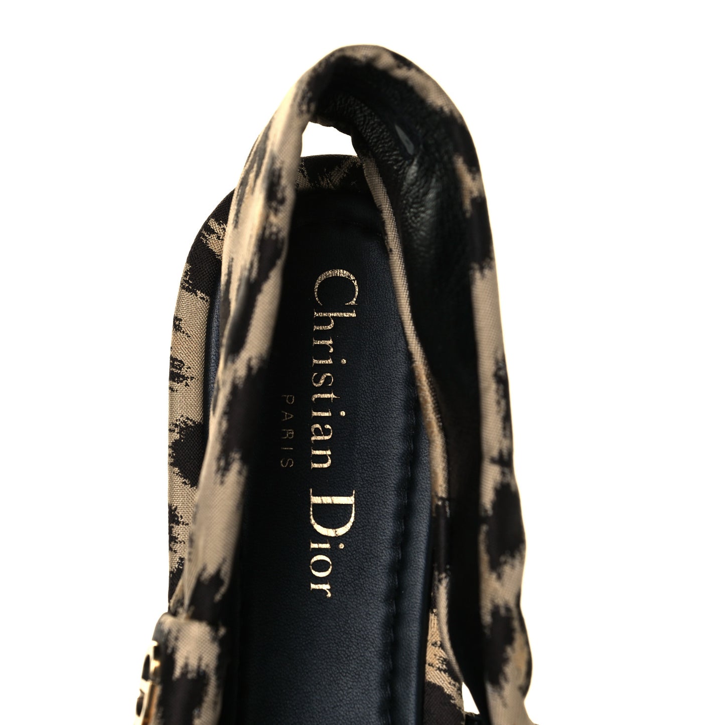 Nylon Leopard Print Mizza Slingback Flat 41 Beige Multicolor
