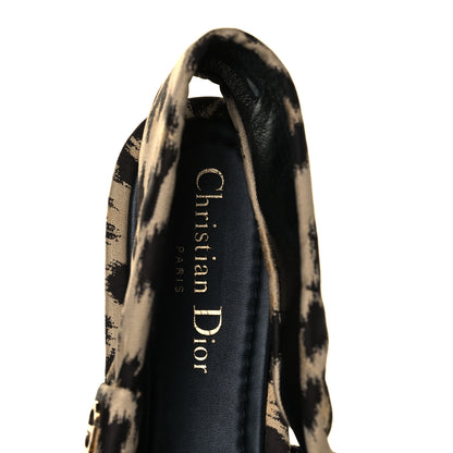 Christian Dior Nylon Leopard Print Mizza Slingback Flat 41 Beige Multicolor 5 of 7