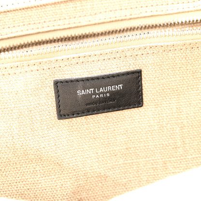 Saint Laurent Linen Calfskin Rive Gauche Tote Optic White 6 of 16