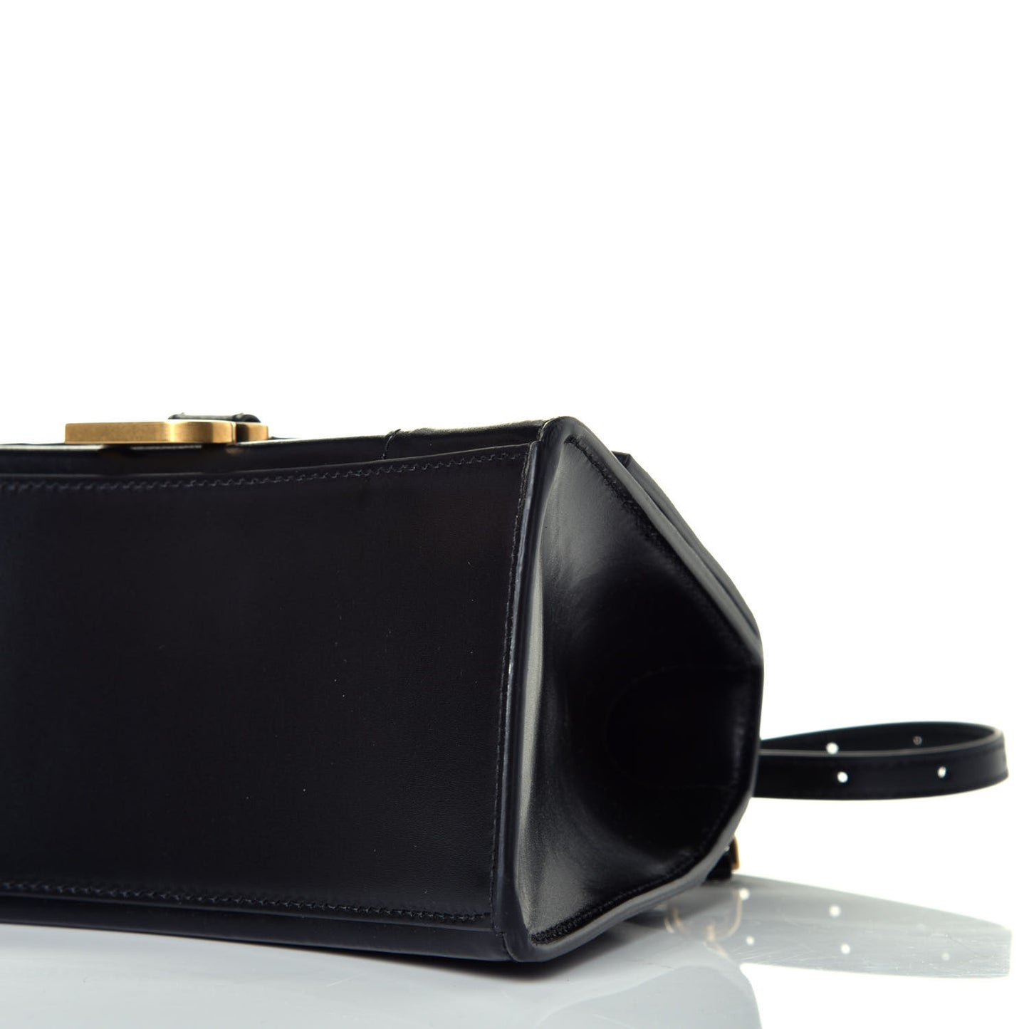 Shiny Box Calfskin Small Hourglass Top Handle Bag Black