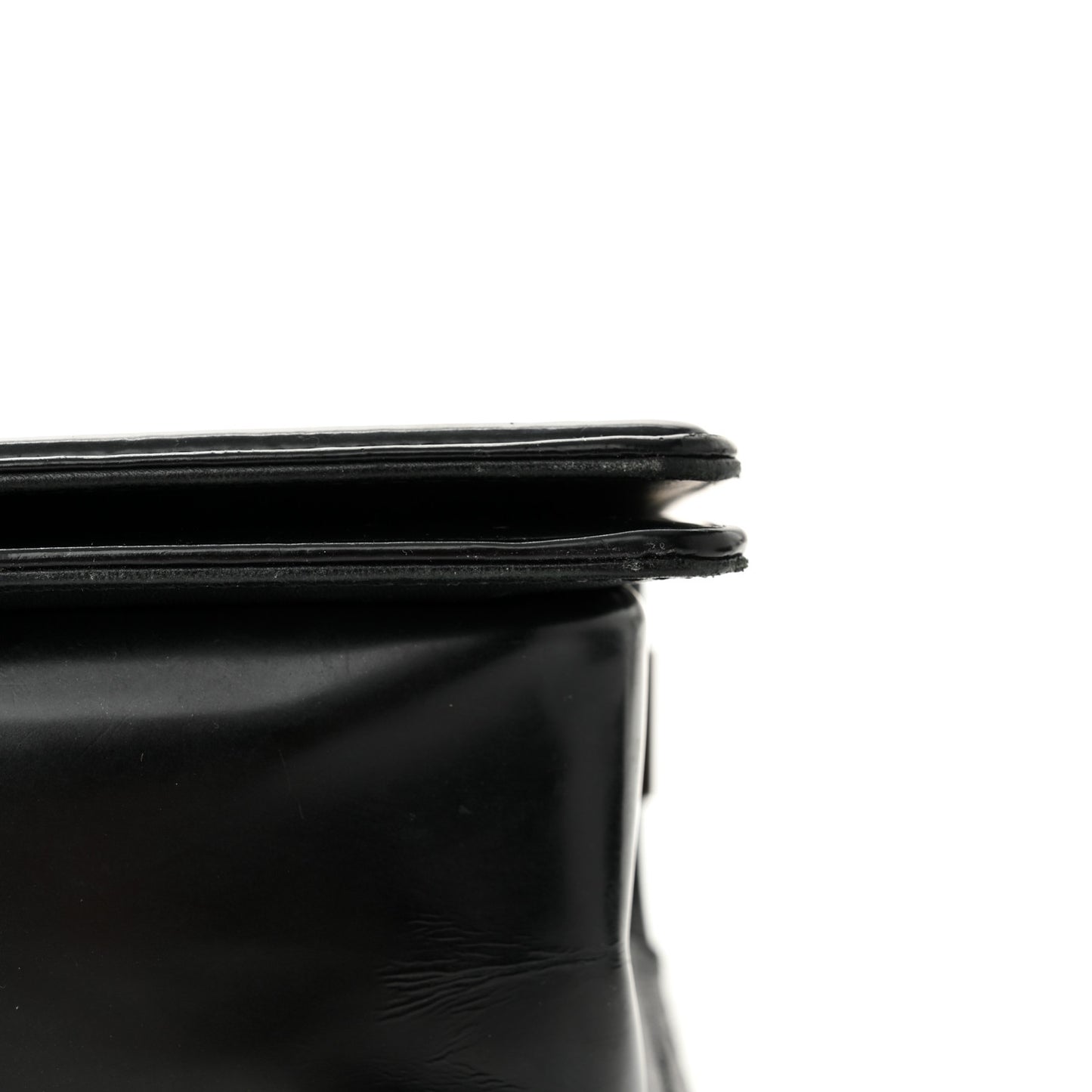 Glazed Calfskin Medium Boy Flap Black