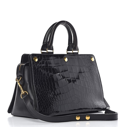 Mulberry Calfskin Crocodile Embossed Small Classic Stud Tote Black 3 of 11