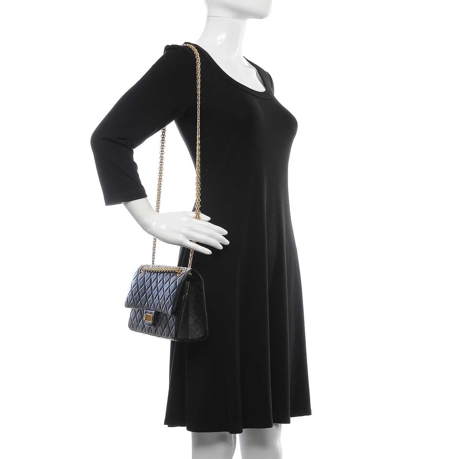 Chanel Aged Calfskin Quilted 2.55 Reissue 225 Flap Black 2 of 7