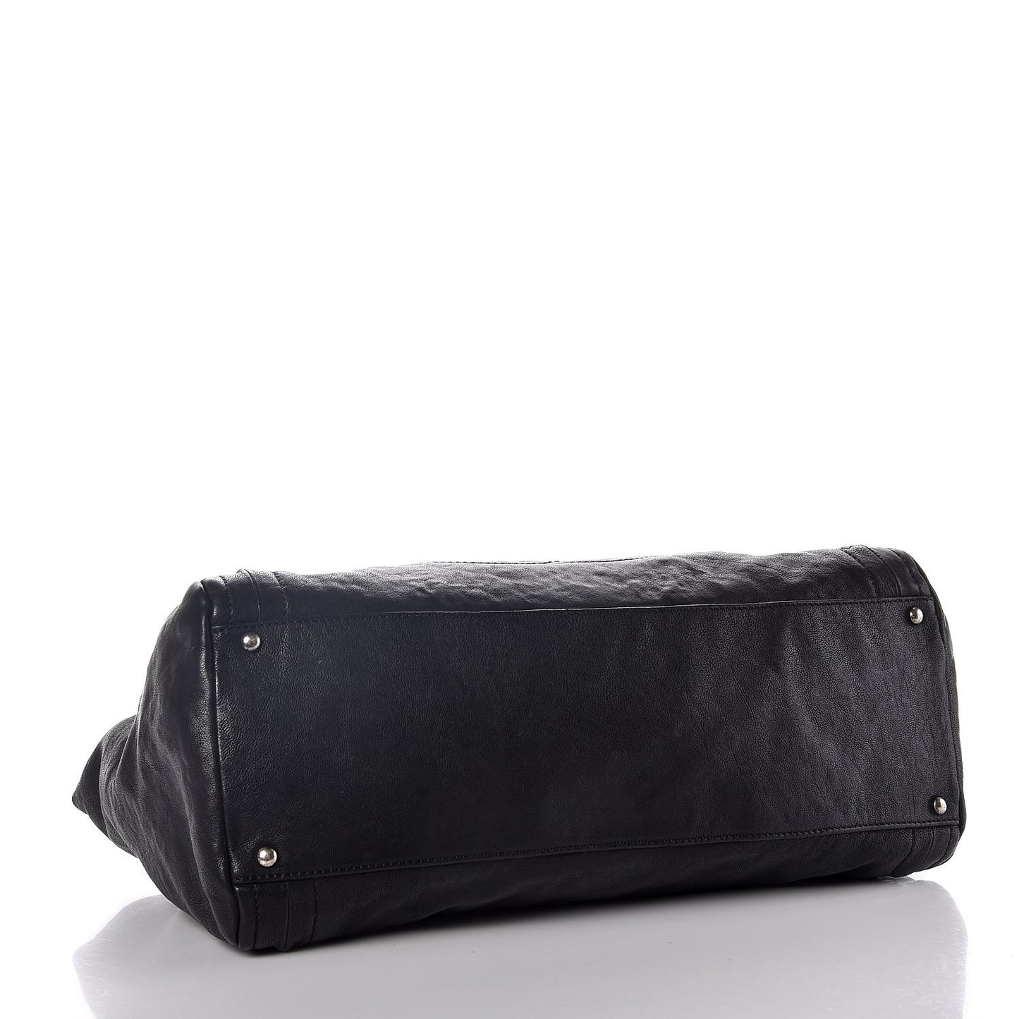 Glazed Calfskin East West Modern Chain Tote Black