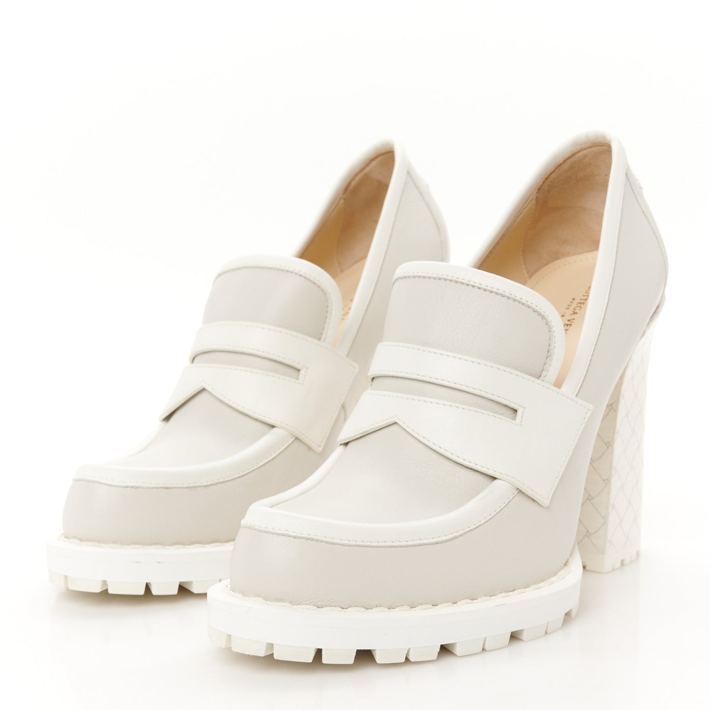 Calfskin Loafer Pumps 40 Mist Bianco