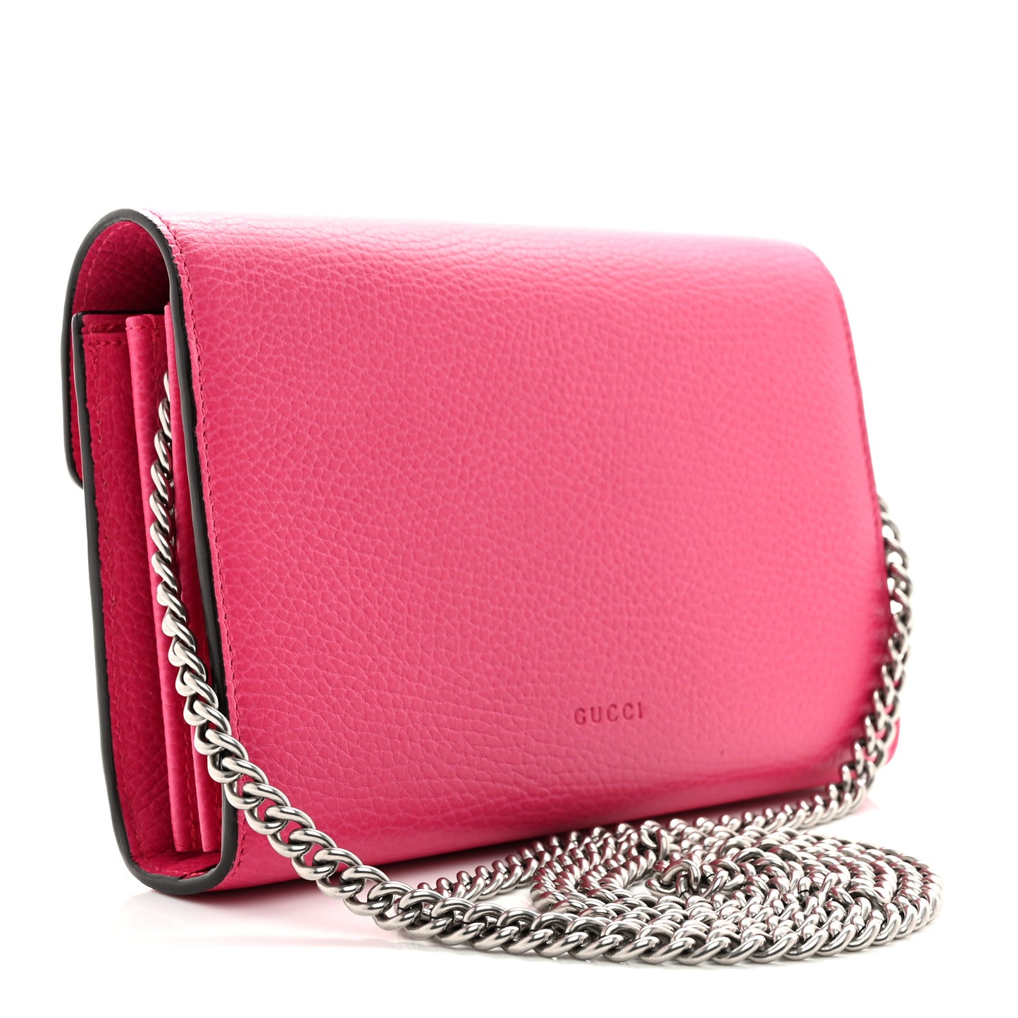 Dollar Calfskin Crystal Mini Dionysus Chain Wallet Box Pink