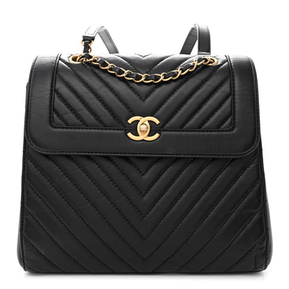 Chanel Aged Calfskin Chevron Quilted Backpack Black 1 of 10