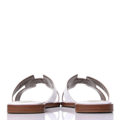 Hermes Box Calfskin Oran Sandals 36 White 6 of 11