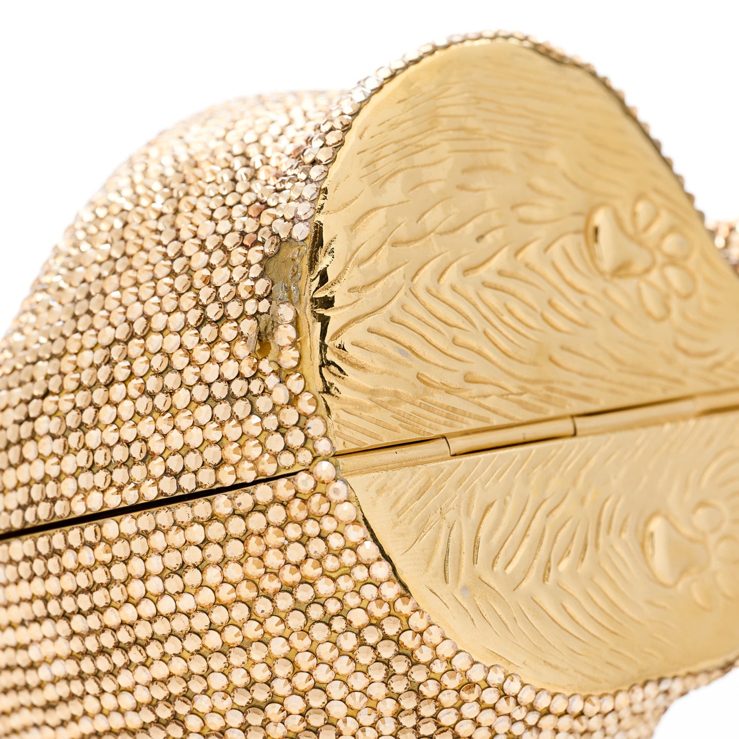 Swarovski Crystal Cat Minaudiere Clutch Gold