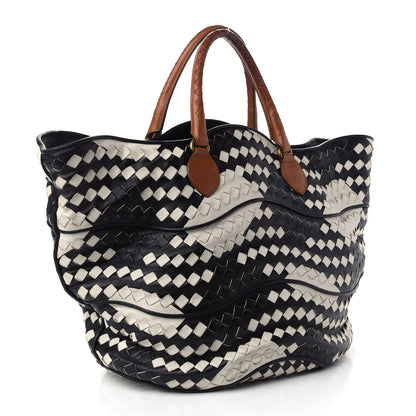 Bottega Veneta Nappa Intrecciato Shopper Tote Black White 3 of 9