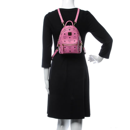 MCM Visetos Side Stud X-Mini Stark Bebe Boo Backpack Pink 2 of 7