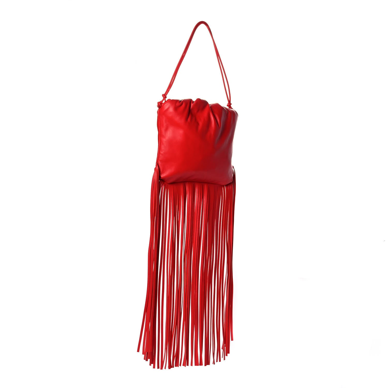 Bottega Veneta Nappa The Fringe Pouch Shoulder Bag Red 3 of 12