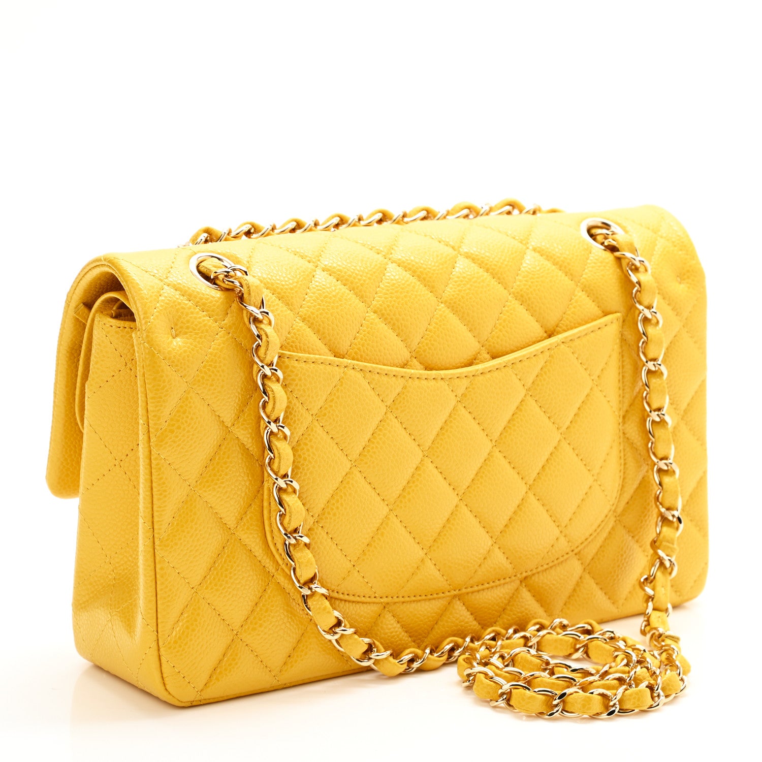 Chanel Caviar Quilted Medium Double Flap Yellow 3 of 11