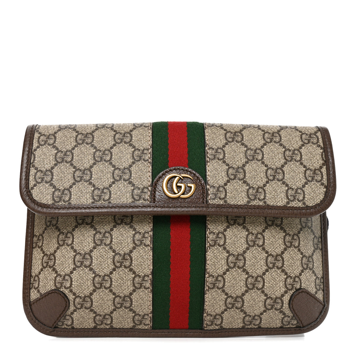 GG Supreme Monogram Web Small Ophidia Belt Bag Brown