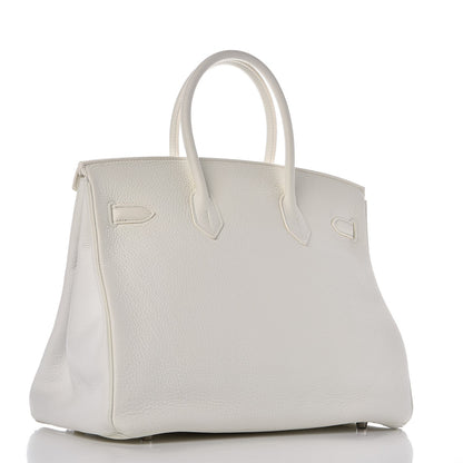 Hermes Taurillon Clemence Birkin 35 White 3 of 37
