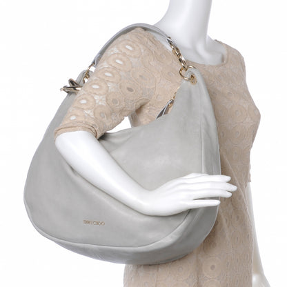 Jimmy Choo Leather L Solar Hobo Pearl Grey 2 of 9