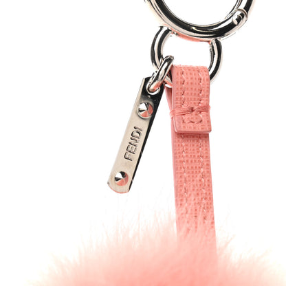 Fendi Fox Fur Vitello Elite Pom Pom Bag Charm Peach 3 of 4