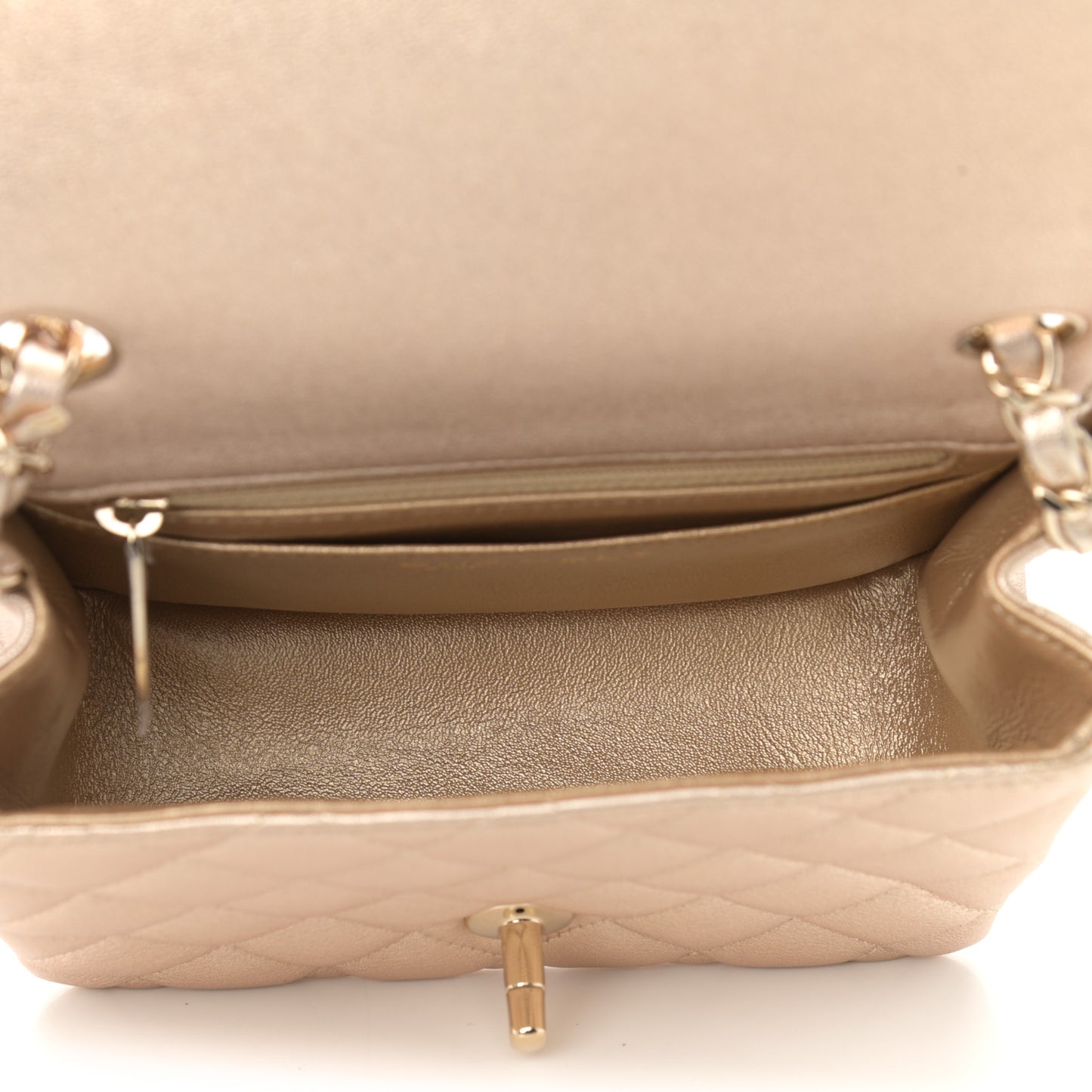Metallic Lambskin Quilted Mini Square Flap Gold